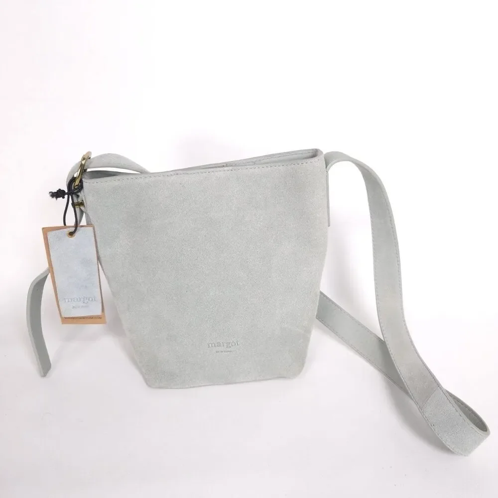 NEW Margot NEW YORK Kaye Mini‎ Bucket LEATHER Suede Blue Crossbody Bag MG3318-KU